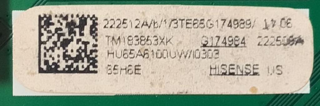 KIT DE TARJETAS PARA TV HISENSE / MAIN 222512 / RSAG7.820.7921/ROH / HU65A6100UW / 3TE65G1752J5 / FUENTE 222347 / RSAG7.820.7911/ROH / HLL-5465WC / CQC16134139053 / T-CON 55.65T50.C13 / 65T50-C0C / 5565T50C13 / PANEL HD650S1U51\S1\GM\ROH / MODELO 65H6E  - Imagen 5